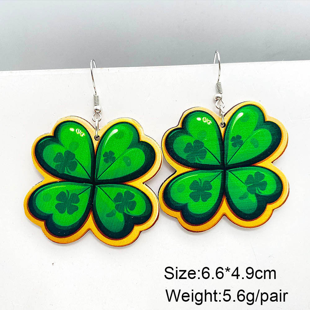 Wholesale St. Parcret festival dwarf lucky grass rainbow beard wooden earrings